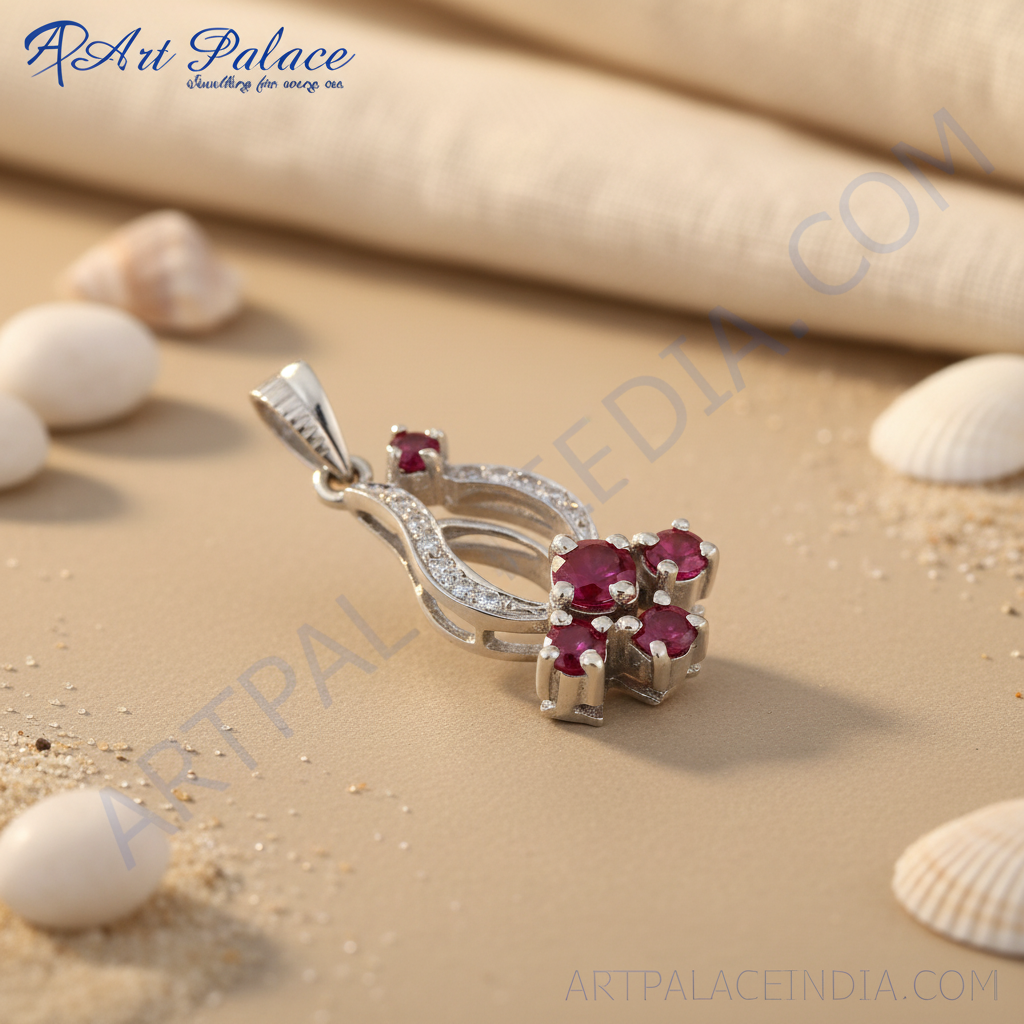 Silver Ruby Pendant for Women | Ruby Jewelry Gift