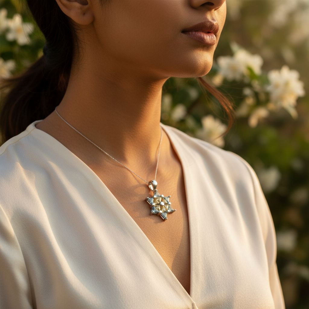 925 Silver Gemstone Star Pendant for Women | Fine Jewelry