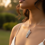 将图像加载到图库查看器中， Silver Feather Pendant with Cubic Zirconia | Women's Jewelry Gift
