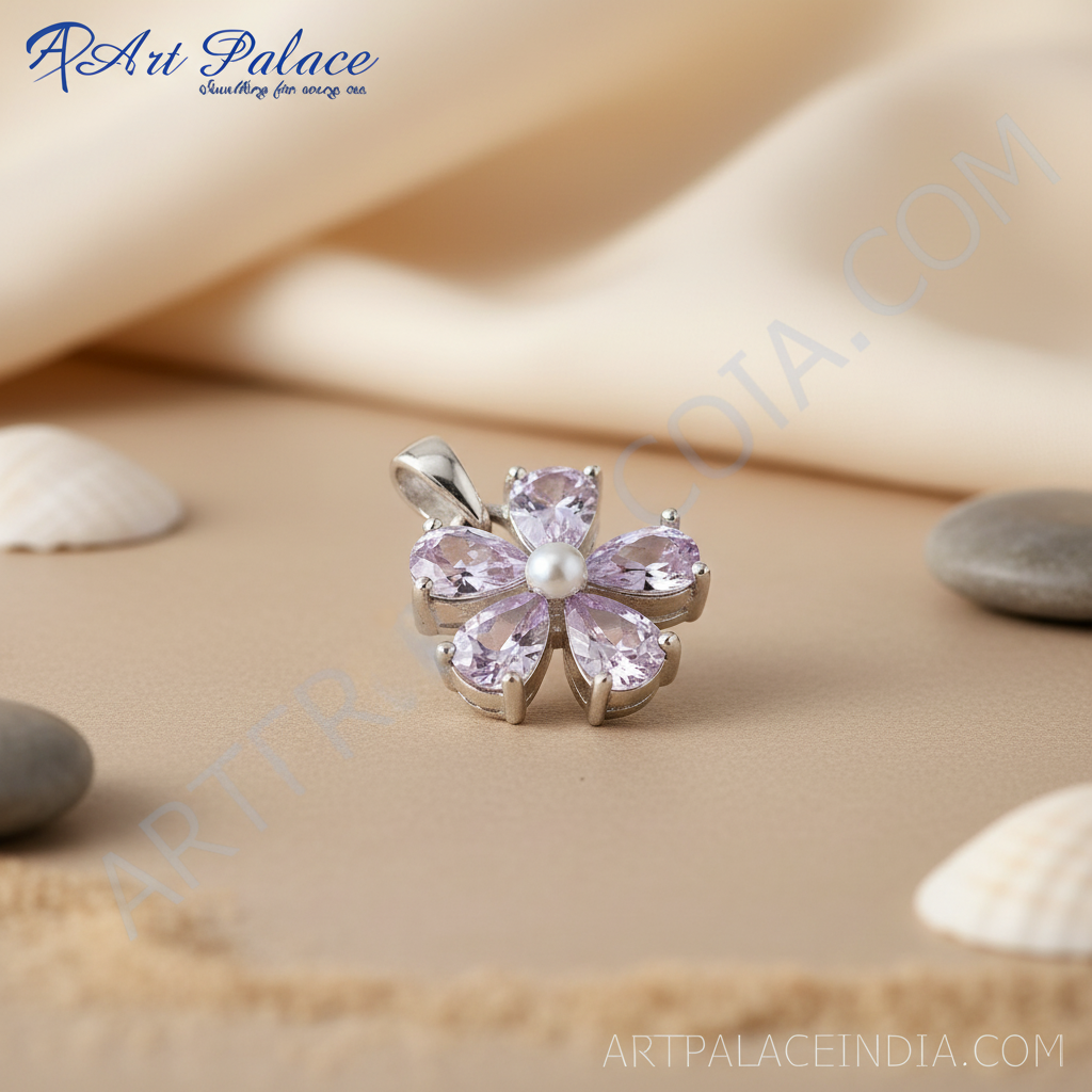 925 silver amethyst flower pendant for women | gift jewelry