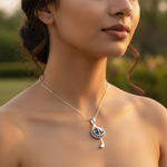 Load image into Gallery viewer, 925 Silver Treble Clef Pendant with Blue Sapphires | Music Jewelry
