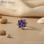 Load image into Gallery viewer, Silver Square Amethyst Ring for Women | Gemstone Jewelry
