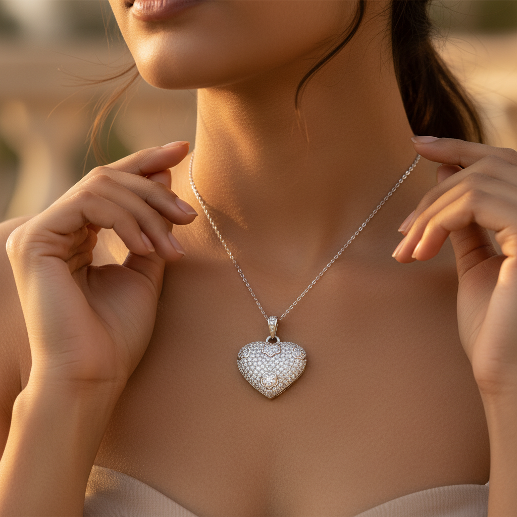 925 Silver Cubic Zirconia Heart Pendant for Women | Gift Jewelry