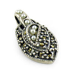 将图像加载到图库查看器中， 925 Silver Pearl &amp; Marcasite Pendant for Women | Elegant Jewelry
