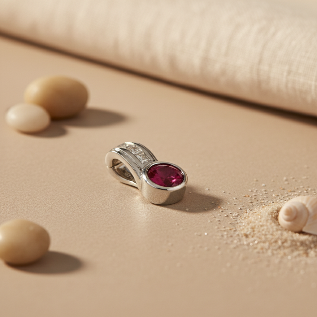 Silver Ruby Pendant Necklace | Red Gemstone Jewelry Gift