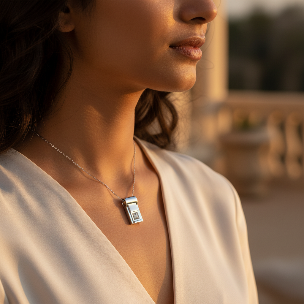 925 Silver Square Stone Pendant for Women | Modern Jewelry