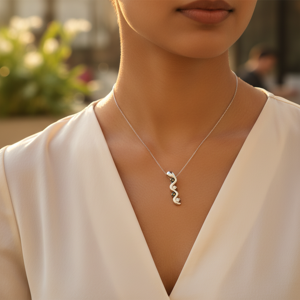 Silver Diamond Pendant for Women | Modern Design Jewelry