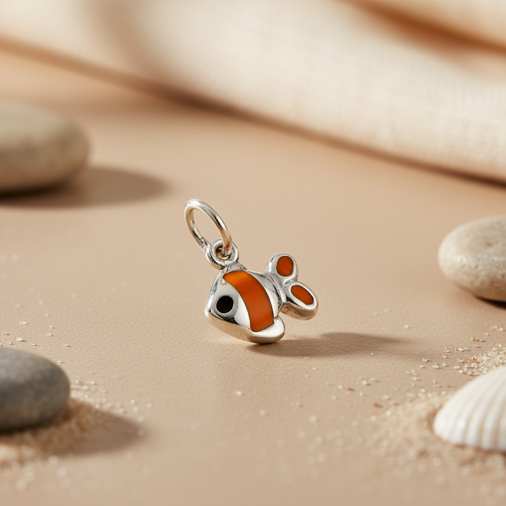 925 Silver Clownfish Charm Pendant | Enamel Jewelry for Women