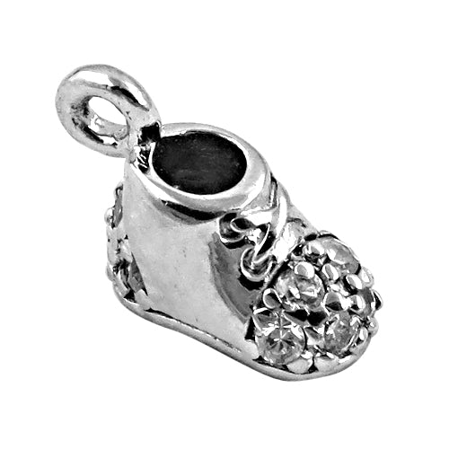 925 silver baby shoe pendant with cz | gift for new mom