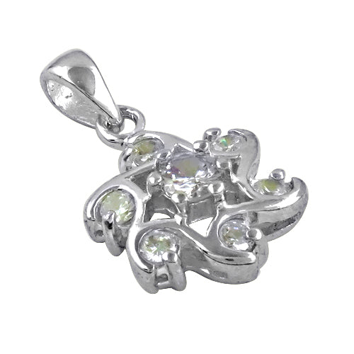 925 silver cubic zirconia flower pendant | women's jewelry gift