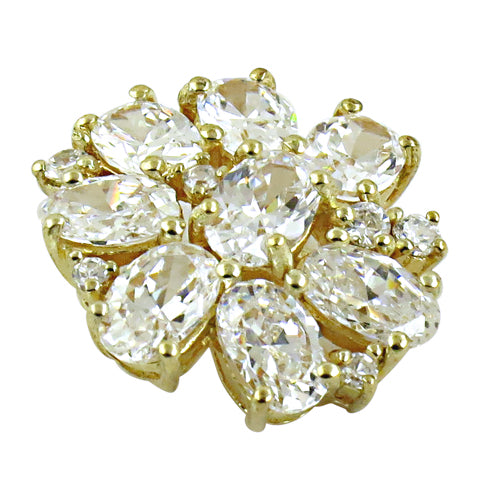 Gold plating flower stud earrings | cubic zirconia | women's jewelry