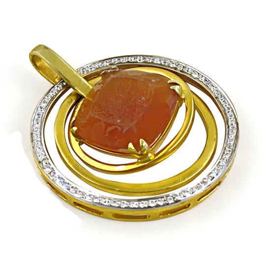 Dazzling Cz & Yellow Glass Gemstone Gold Plated Silver Pendant