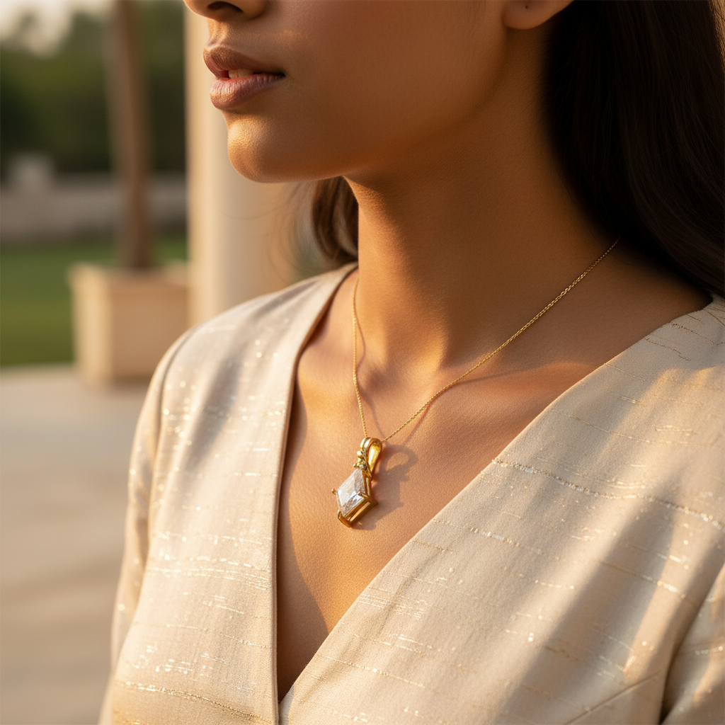 gold plating Diamond Cut Pendant | For Women | Daily Wear Jewelry