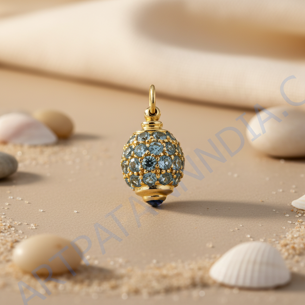 Gold plating aquamarine gemstone pendant for women | fine jewelry