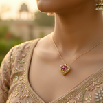 将图像加载到图库查看器中， gold plating Ruby Heart Pendant | Diamond Accents | Gift for Her
