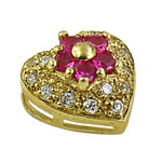 将图像加载到图库查看器中， gold plating Ruby Heart Pendant | Diamond Accents | Gift for Her
