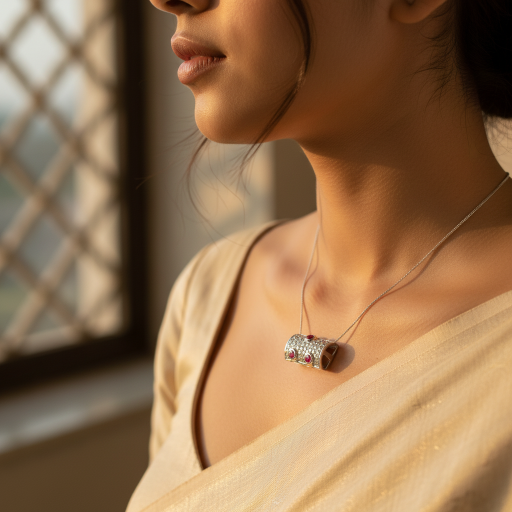 Silver Ruby Pendant for Women | Gemstone Jewelry Gift