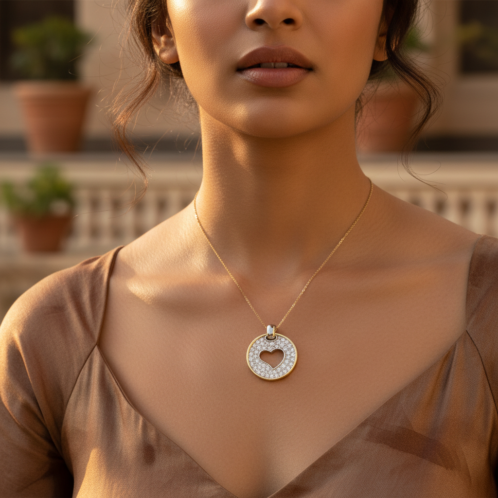 gold plating & Silver Heart Pendant Necklace | Women's Crystal Jewelry