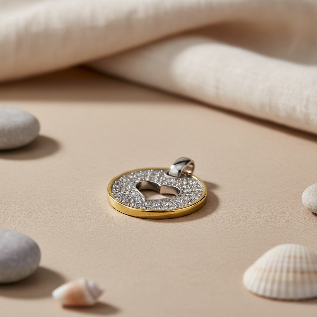 gold plating & Silver Heart Pendant Necklace | Women's Crystal Jewelry