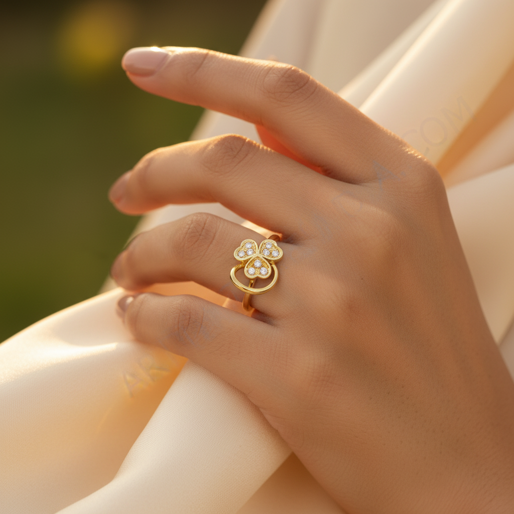 Gold plating clover diamond ring | women's ring | gift