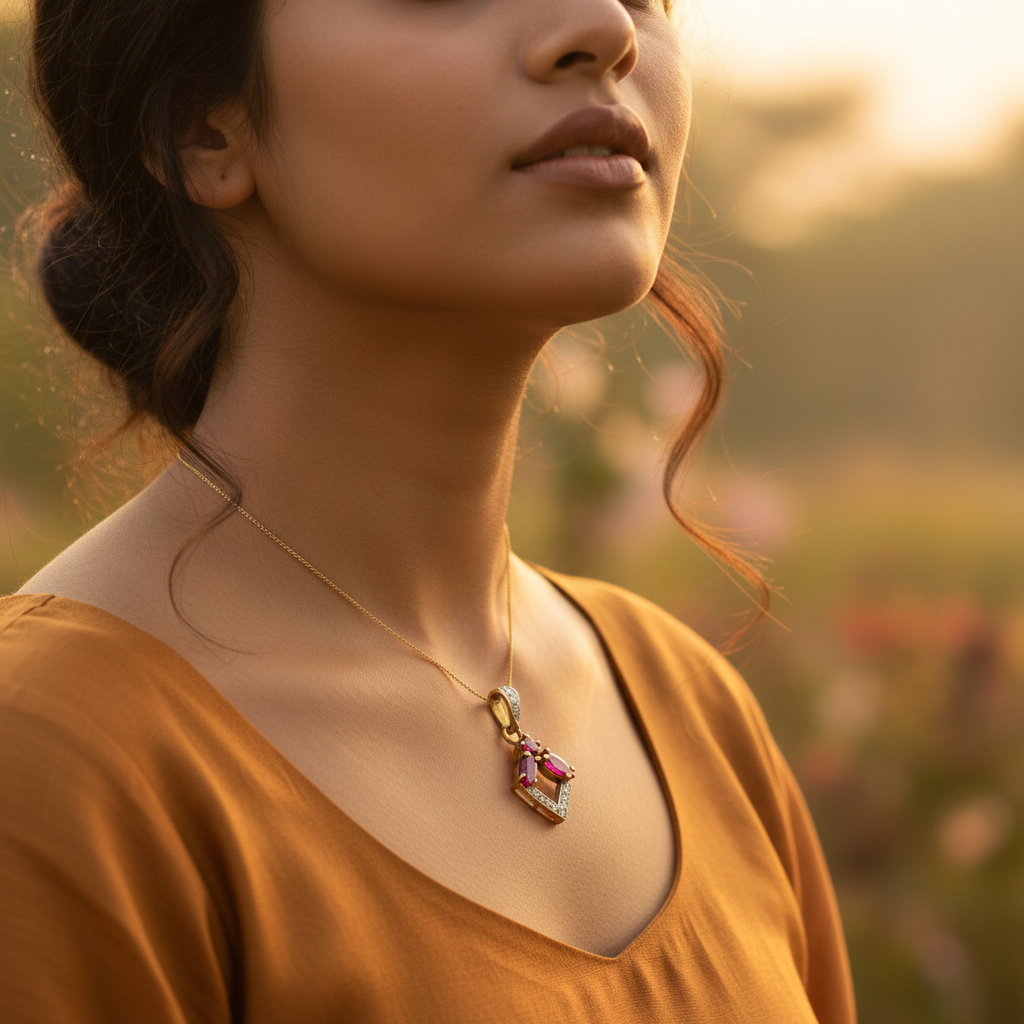 gold plating Ruby & Diamond Pendant | Fine Jewelry for Women