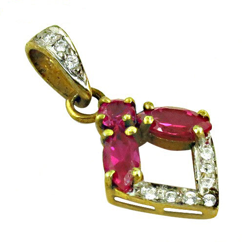 Gold plating ruby & diamond pendant | fine jewelry for women