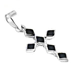 将图像加载到图库查看器中， 925 Silver Black Enamel Cross Pendant for Women
