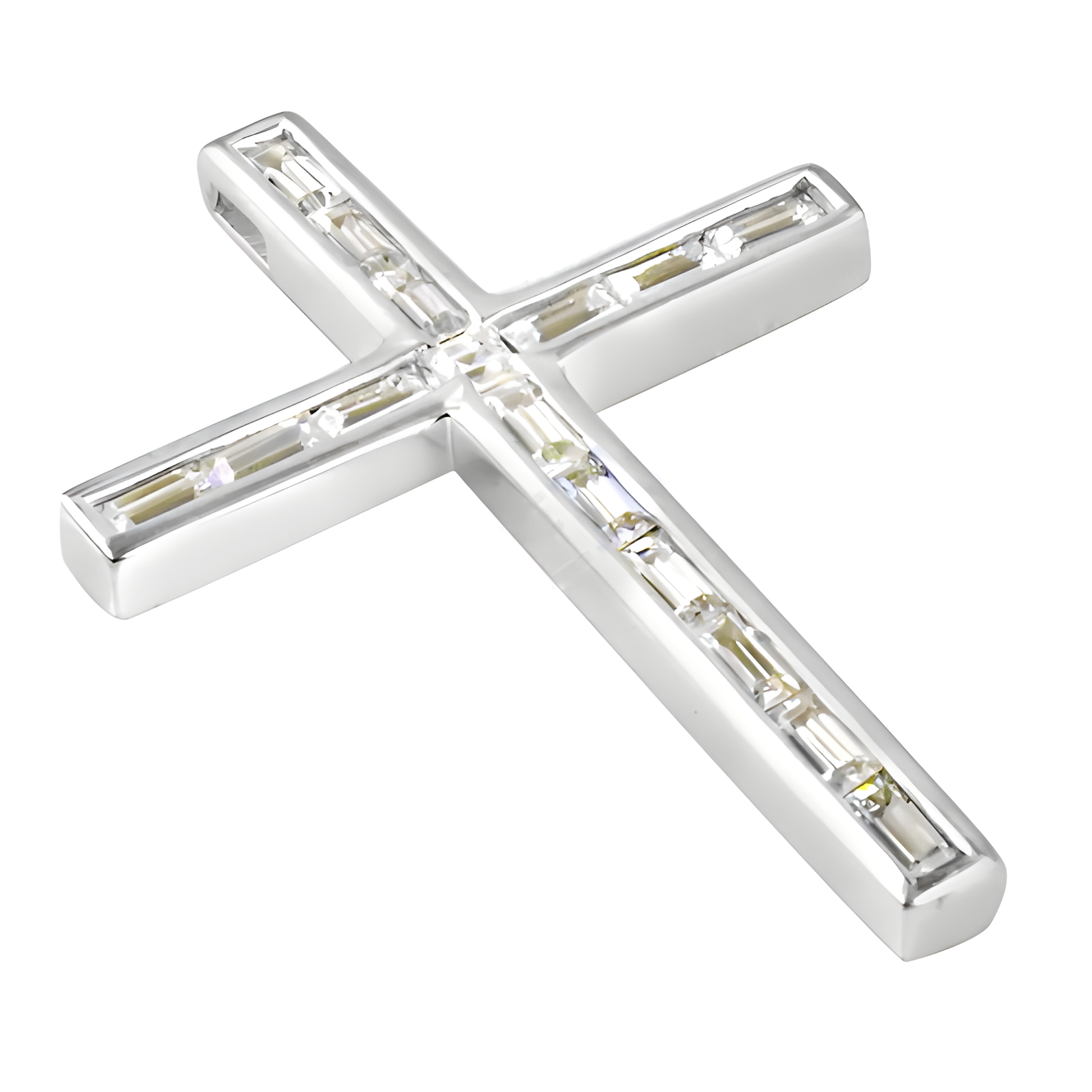 Christmas Cross Cz Silver Charm Pendant