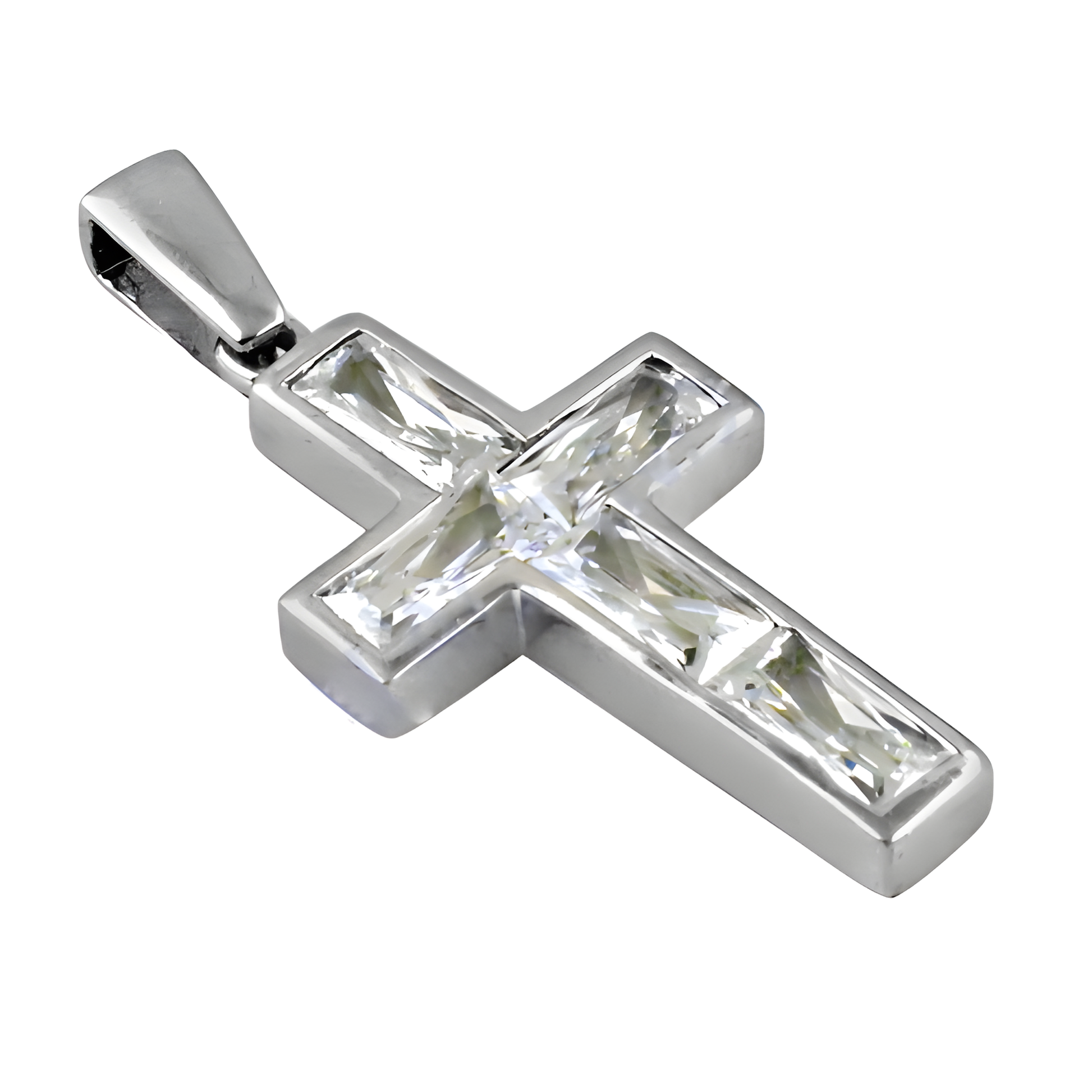 Trendy Cross Cz Gemstone Silver Pendant