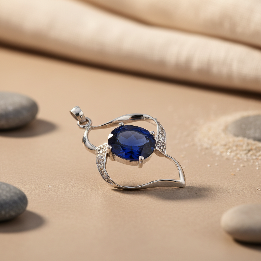 925 Silver Sapphire Pendant for Women | Gemstone Jewelry