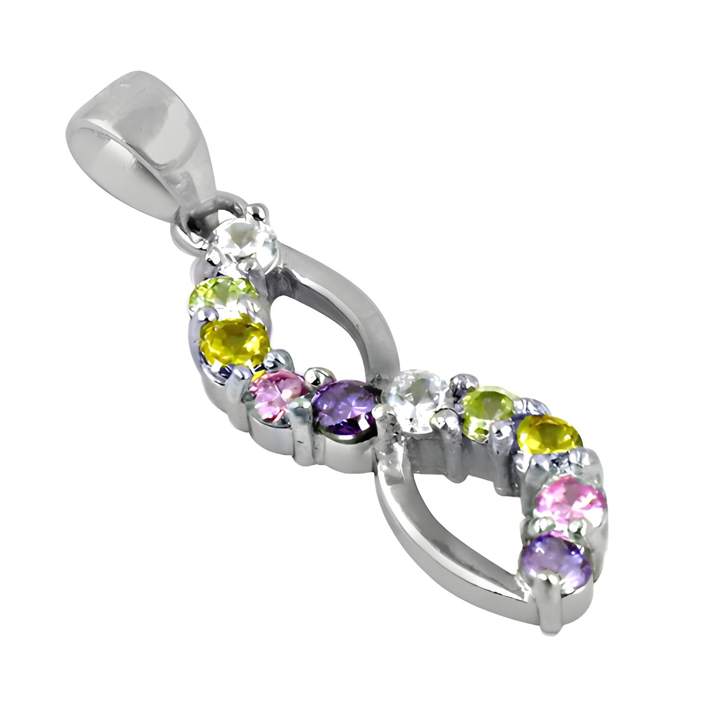 Shiney Multi Color Cubic Zirconia Silver Pendant