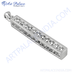 Load image into Gallery viewer, 925 sterling silver pendant featuring a row of sparkling cubic zirconia stones, perfect for adding elegance
