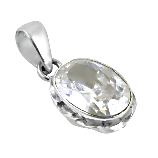 Indian Touch Cubic Zirconia Silver Pendant