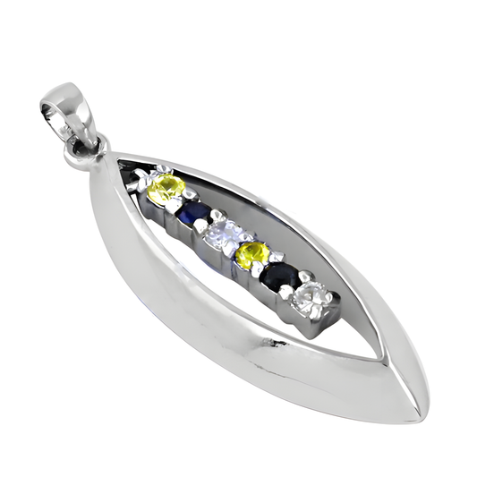 Sensational Multi Color Cubic Zirconia Silver Pendant