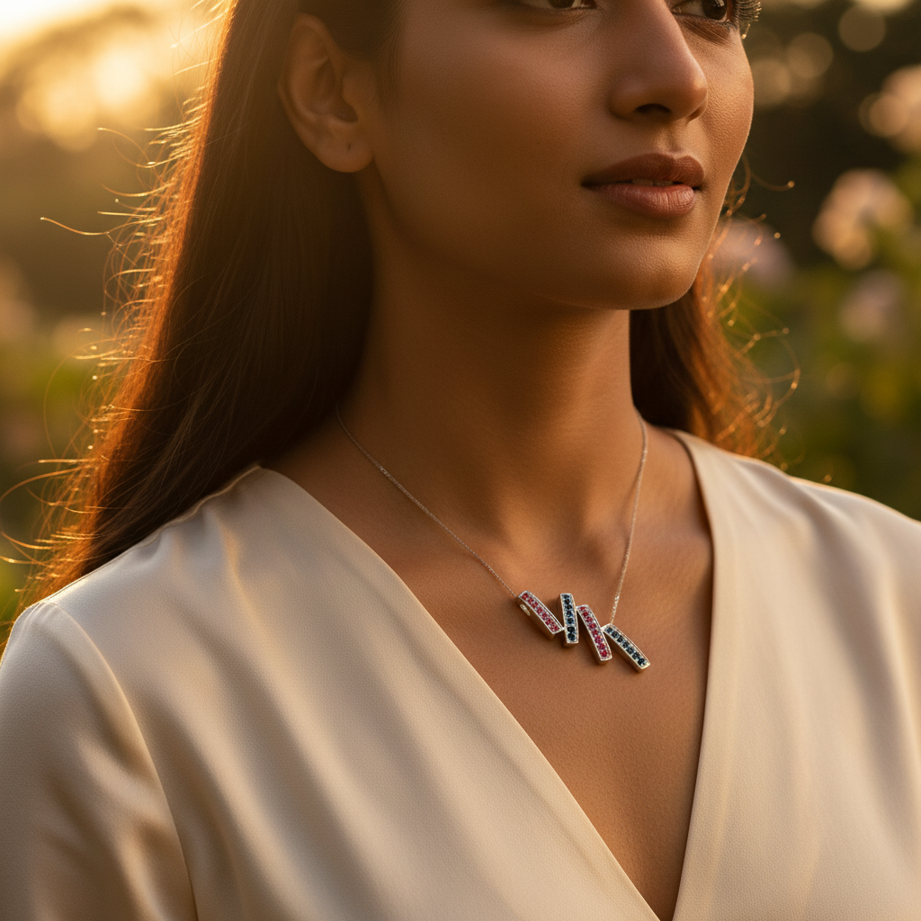 925 Silver Ruby Sapphire Pendant | Women's Jewelry Gift