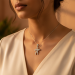 Load image into Gallery viewer, 925 Silver Bow Pendant with Cubic Zirconia | Women's Jewelry Gift

