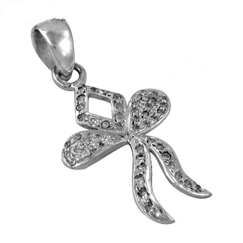 925 Silver Bow Pendant with Cubic Zirconia | Women's Jewelry Gift