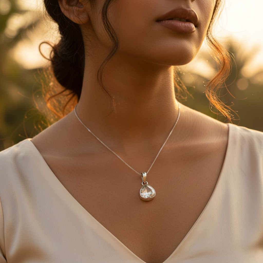 925 Silver Cubic Zirconia Pendant Necklace for Women