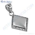Load image into Gallery viewer, 925 sterling silver diamond-shaped pendant with cubic zirconia stones, showcasing elegance and shine.
