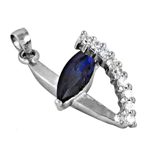 925 Silver Sapphire & Diamond Pendant for Women | Gift Jewelry
