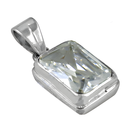 Classy Cubic Zirconia Gemstone Silver Pendant