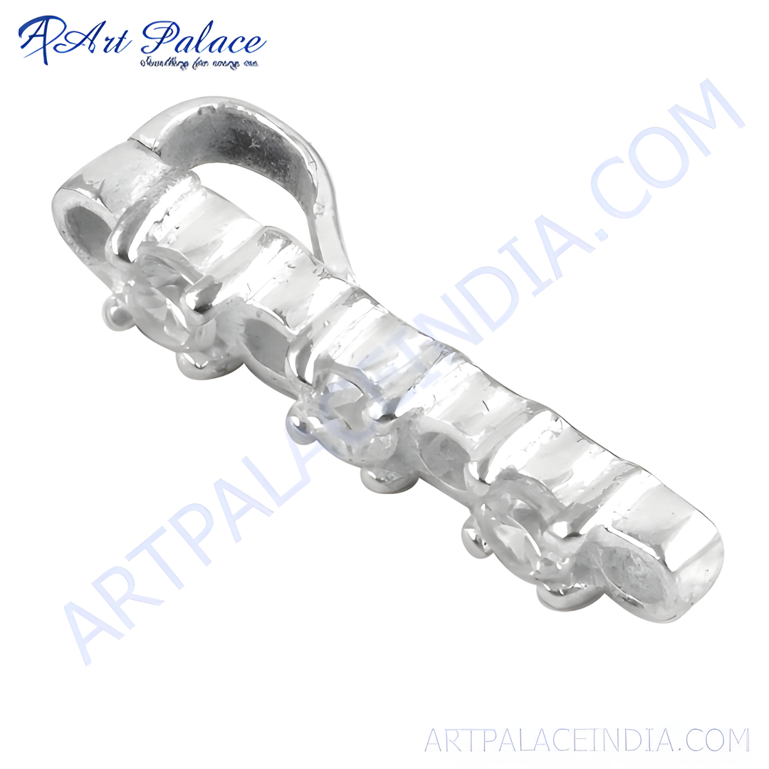 925 sterling silver cubic zirconia pendant, featuring sparkling clear gemstones