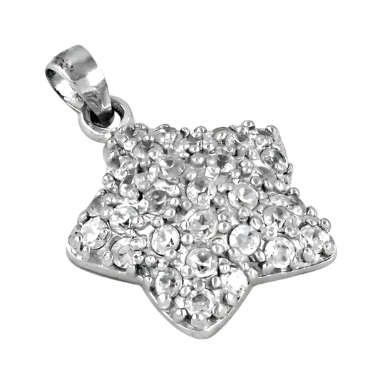 Cute Star Style Gemstone Silver Pendant With Cubic Zirconia