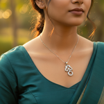 将图像加载到图库查看器中， Silver Om Pendant Necklace with Cubic Zirconia | Women's Jewelry Gift
