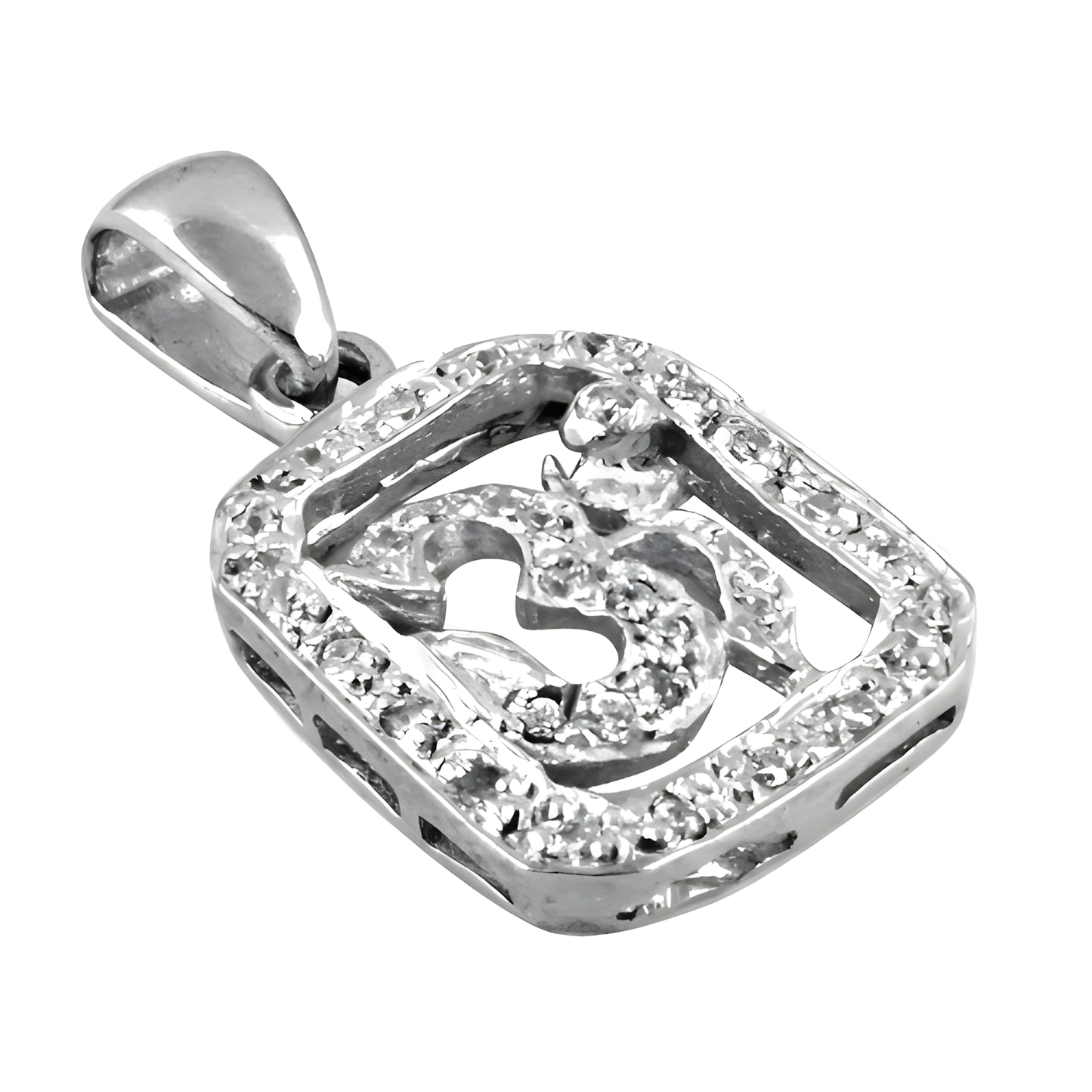 New Om Silver Pendant With Cubic Zirconia