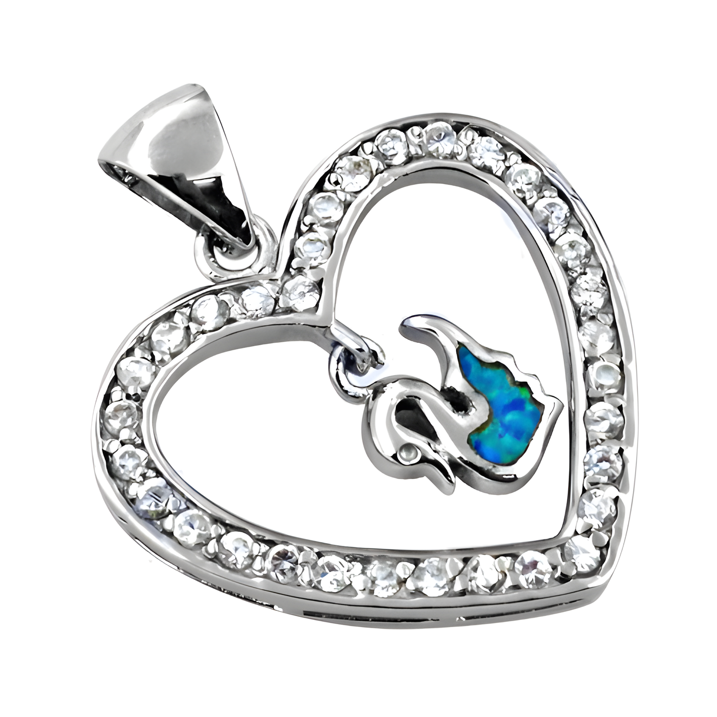 Lovely Heart Silver Pendant With Inley & Cubic Zirconia