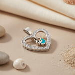 将图像加载到图库查看器中， 925 Silver Heart Pendant with CZ &amp; Blue Stone | Women's Gift
