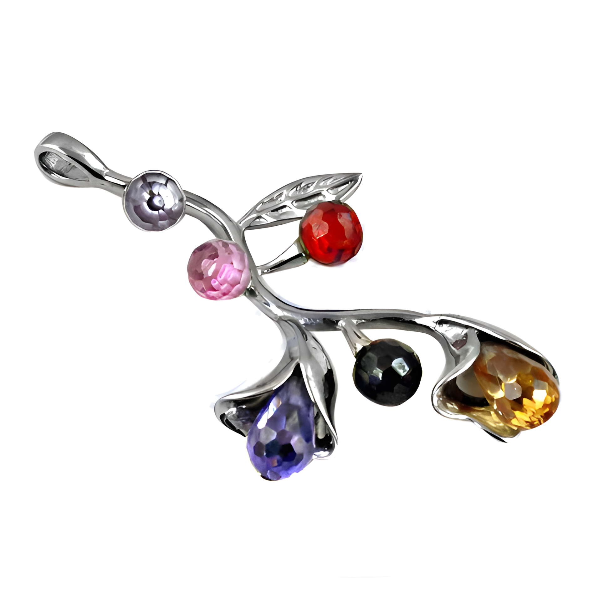 Lovely Multi Cz Gemstone Silver Pendant