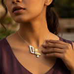 将图像加载到图库查看器中， Silver Pendant with Yellow Gemstones | Unique Jewelry for Women
