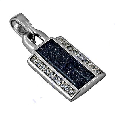 Silver blue sandstone pendant necklace for women | gift jewelry